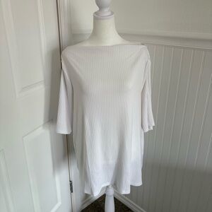 NWT White 3X Old Navy Ribbed Boat Neck Knit Top with Three Quarter Sleeves